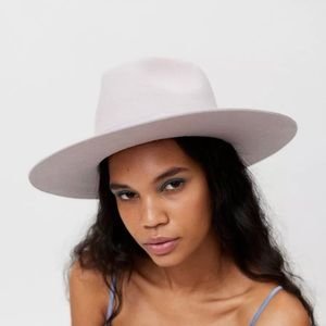 Urban Outfitters Flat Brim Felt Fedora, NWT, Lt. Grey OS, Adj Strap   #635